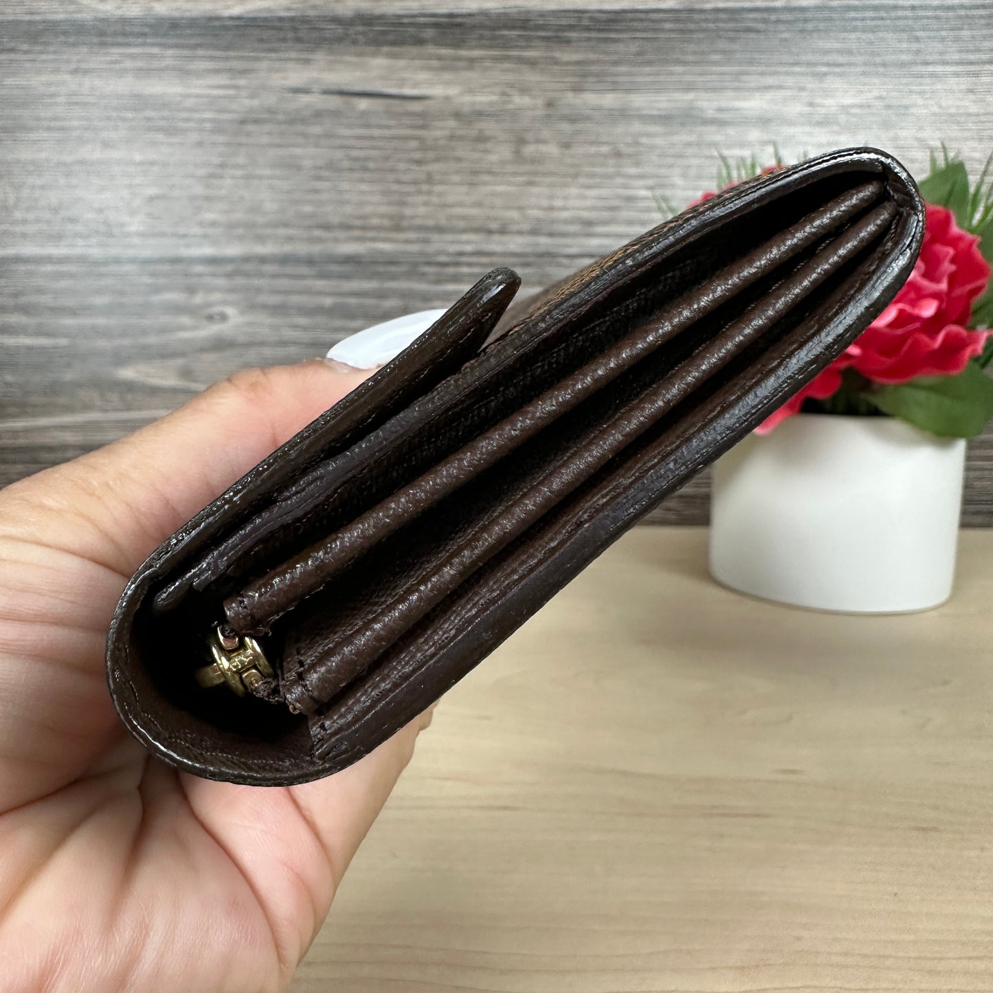 Louis Vuitton Damier Ebene Canvas Sarah Wallet