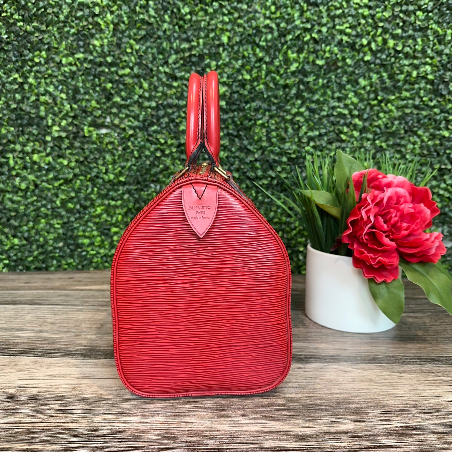 Louis Vuitton Red Epi Speedy 25