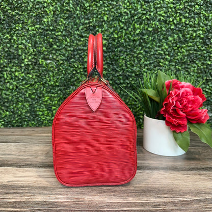 Louis Vuitton Red Epi Speedy 25