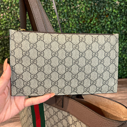 GUCCI OPHIDIA SUPREME MONOGRAM WEB TOTE WITH REMOVABLE POUCH