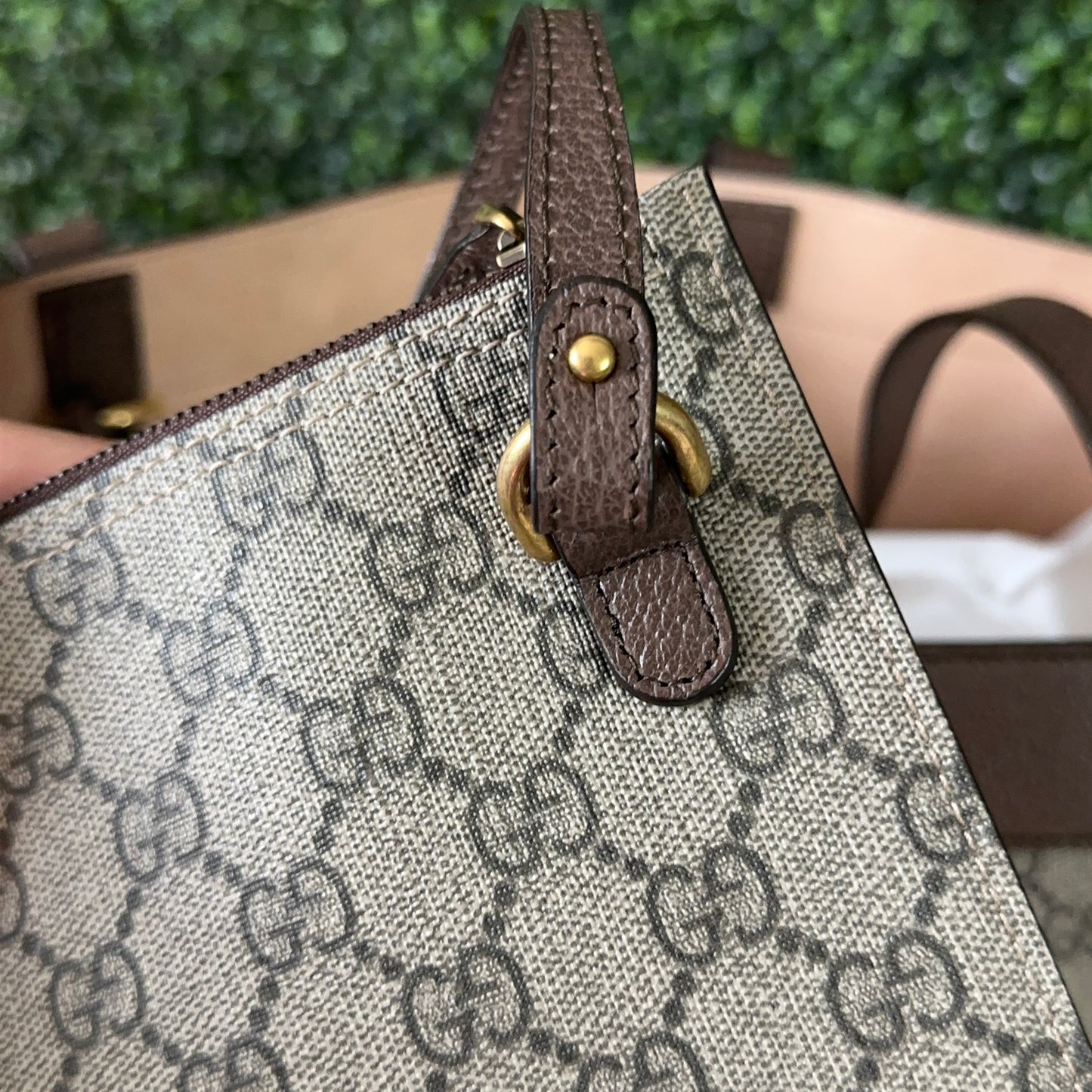 GUCCI OPHIDIA SUPREME MONOGRAM WEB TOTE WITH REMOVABLE POUCH