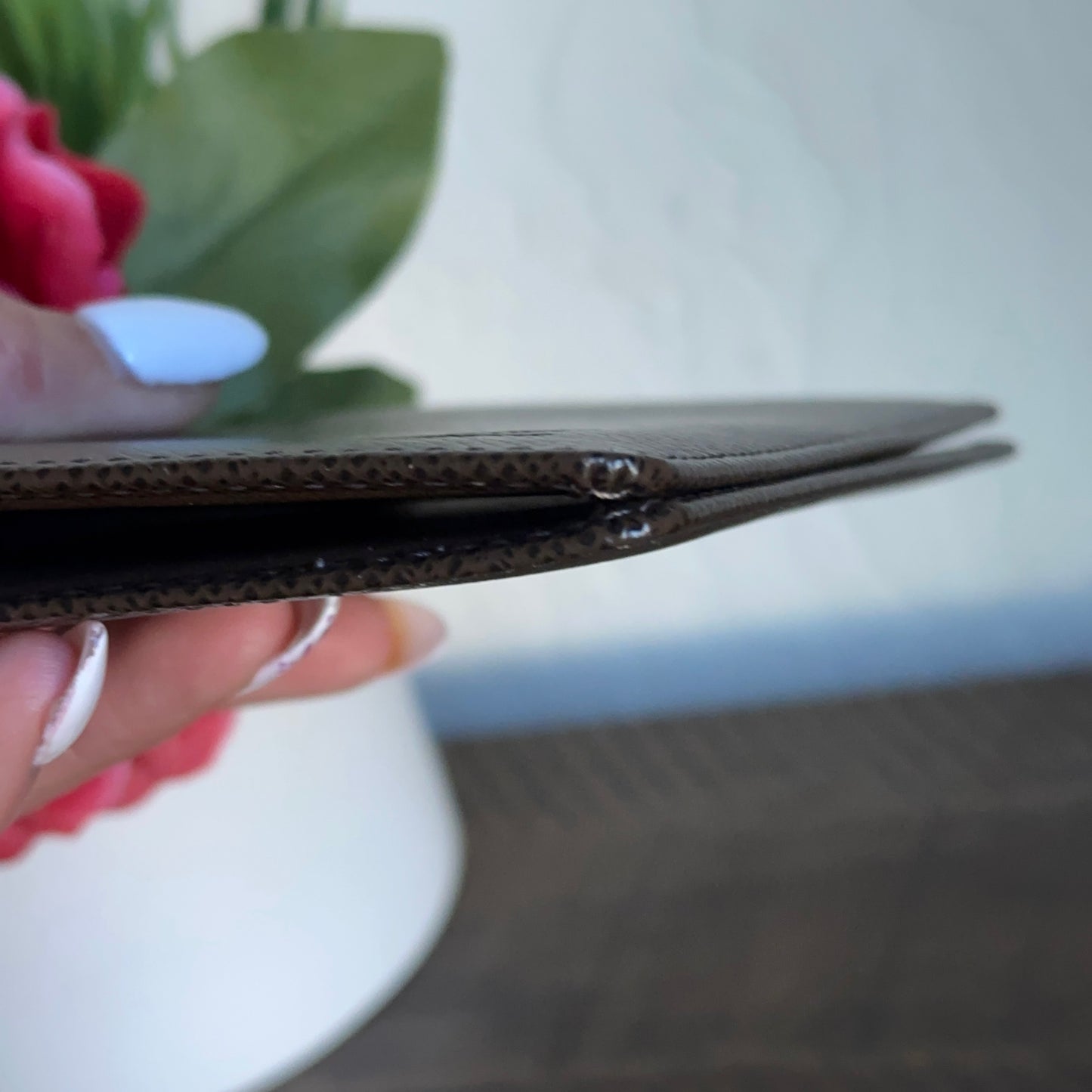 Louis Vuitton Taiga Dark Brown Leather Checkbook Cover