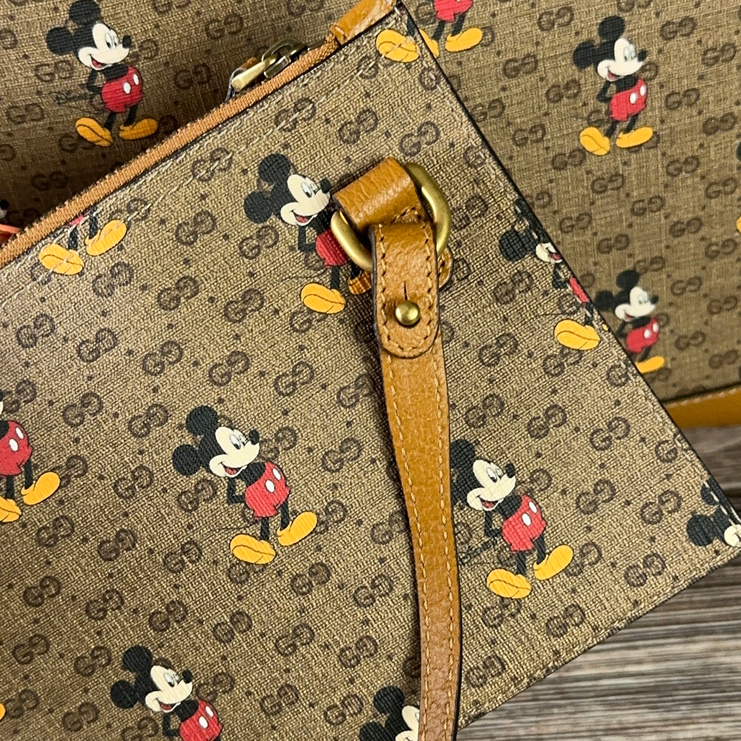 Gucci X DISNEY GG Supreme Monogram Mickey Mouse Large Shopping Tote With Removable Pouch