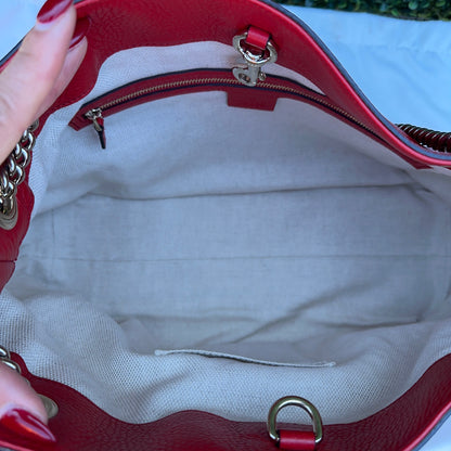 Gucci Red Soho Double Chain Medium Tote