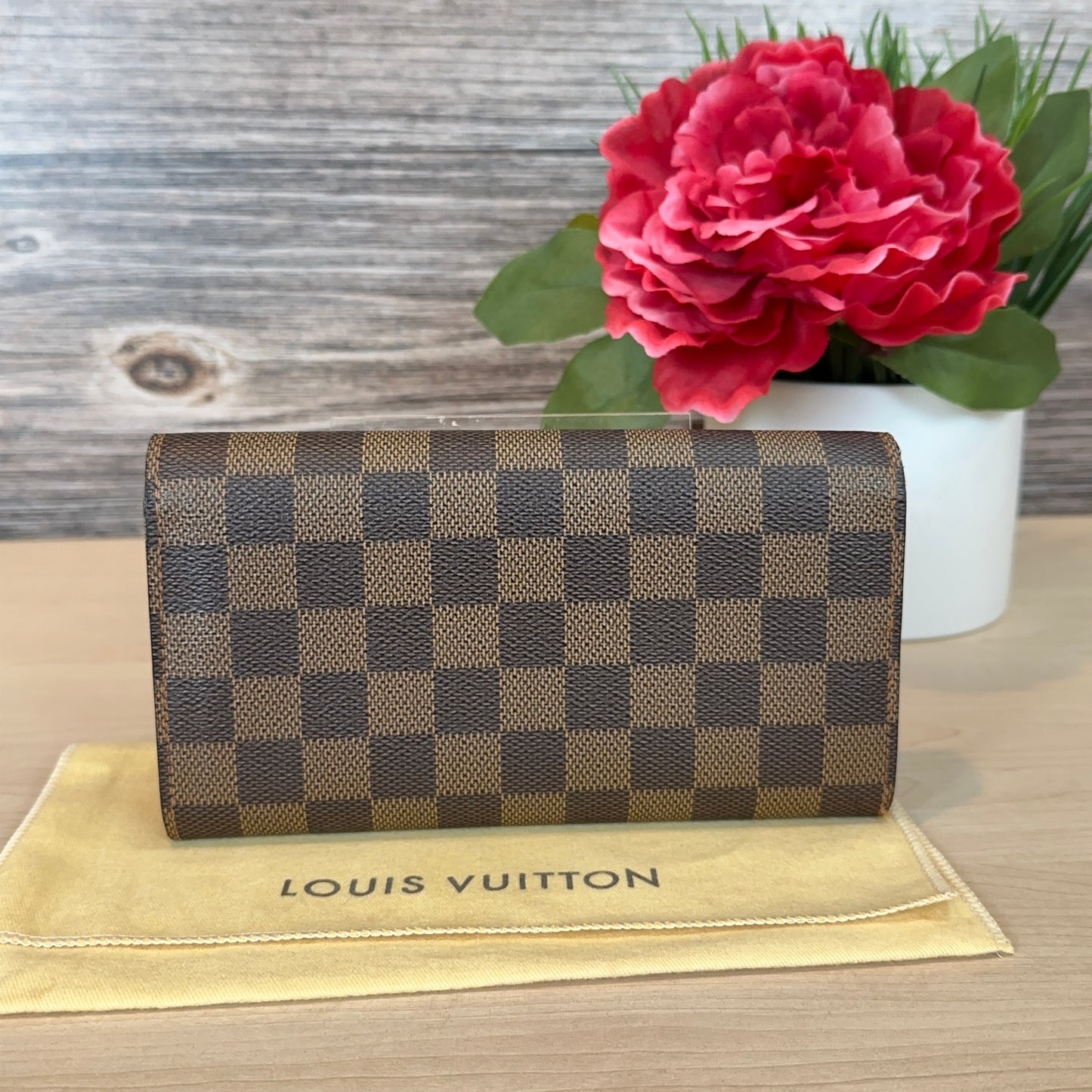 Louis Vuitton Damier Ebene Canvas Sarah Wallet