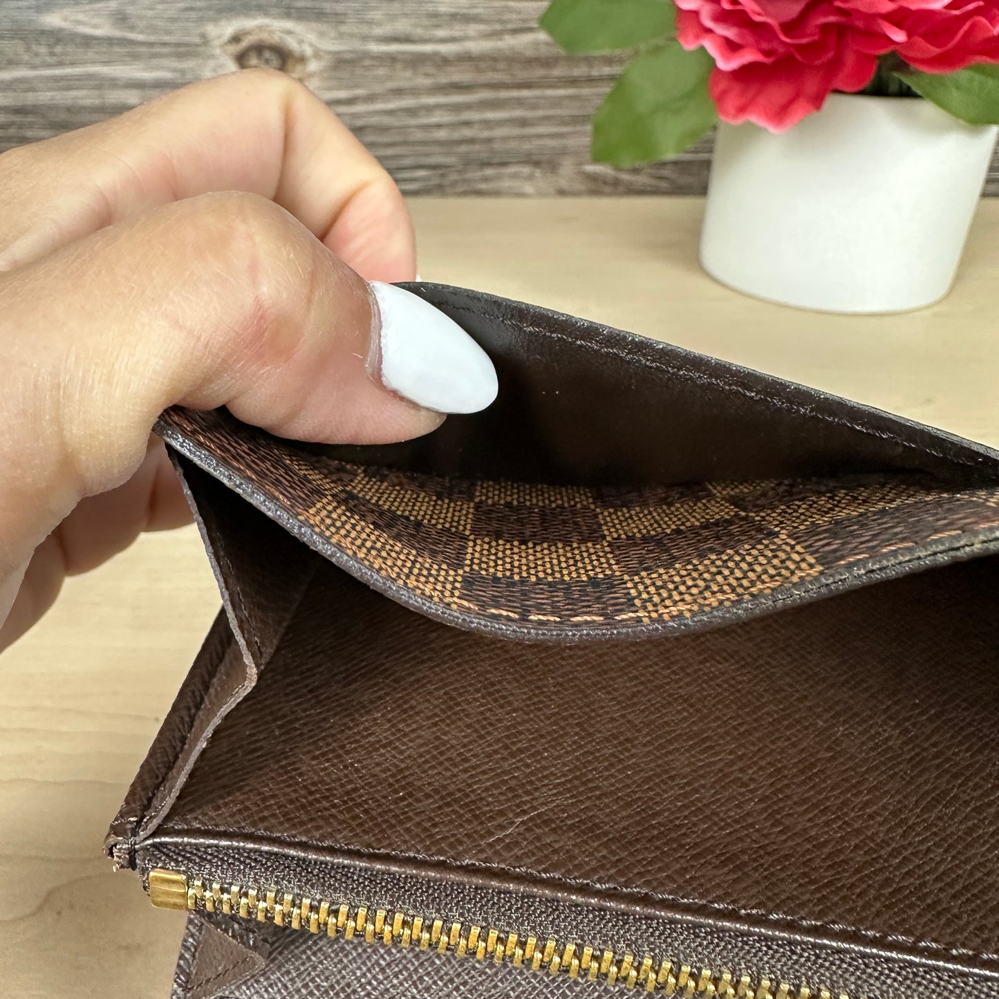 Louis Vuitton Damier Ebene Canvas Sarah Wallet