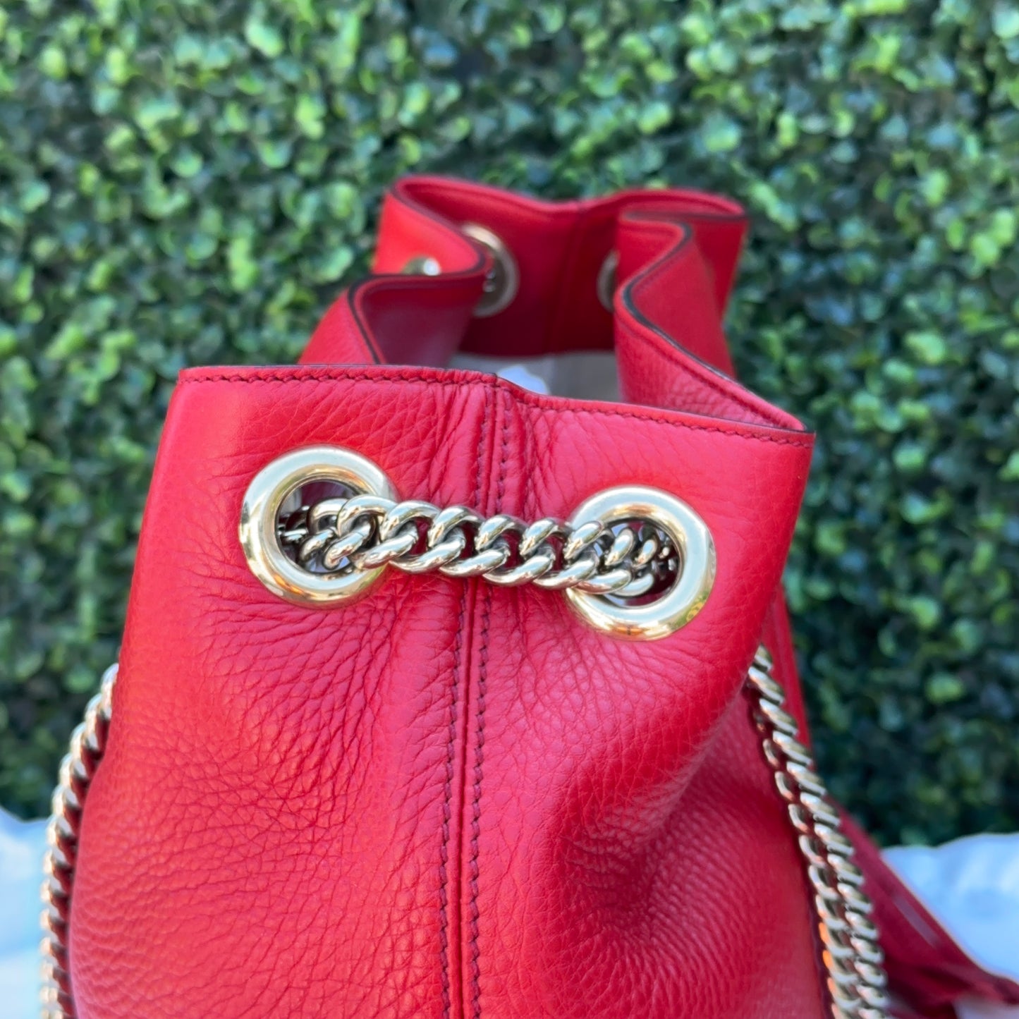 Gucci Red Soho Double Chain Medium Tote