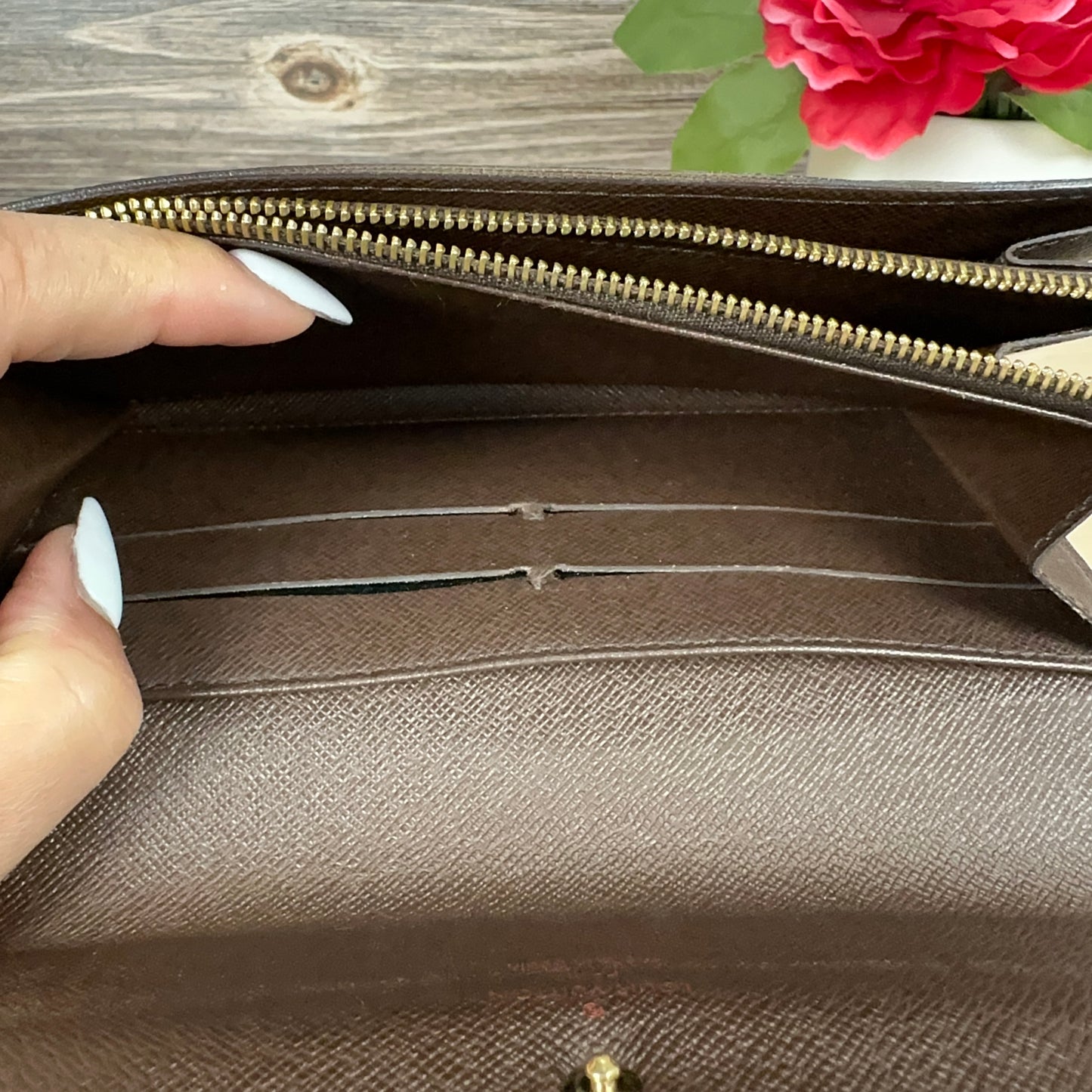 Louis Vuitton Damier Ebene Canvas Sarah Wallet