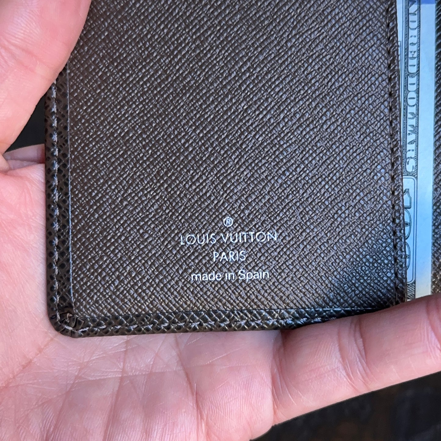 Louis Vuitton Taiga Dark Brown Leather Checkbook Cover
