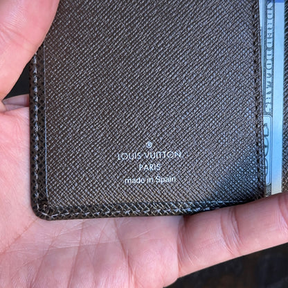 Louis Vuitton Taiga Dark Brown Leather Checkbook Cover