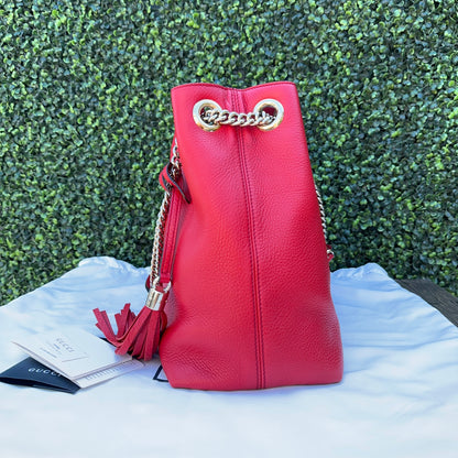 Gucci Red Soho Double Chain Medium Tote