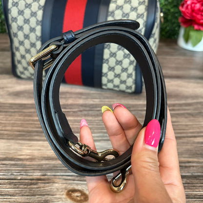 Gucci Vintage Web Medium Boston Bag in Navy Blue
