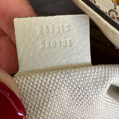 GUCCI Monogram Medium Diana Bamboo Shoulder Bag Off White with Strap