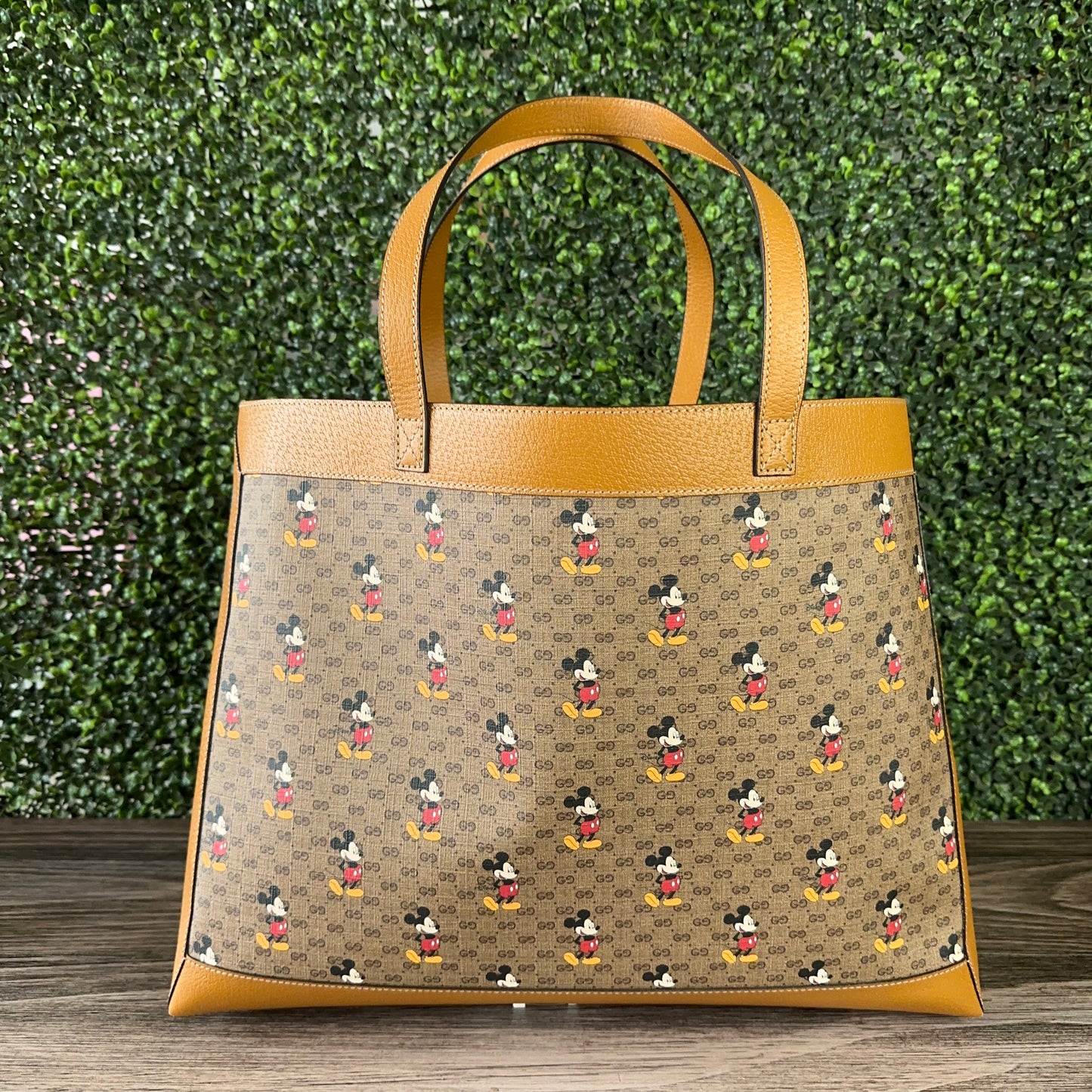 Gucci X DISNEY GG Supreme Monogram Mickey Mouse Large Shopping Tote With Removable Pouch