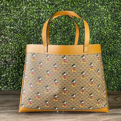 Gucci X DISNEY GG Supreme Monogram Mickey Mouse Large Shopping Tote With Removable Pouch