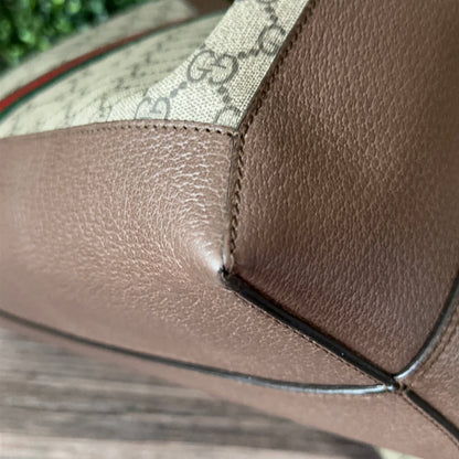 GUCCI OPHIDIA SUPREME MONOGRAM WEB TOTE WITH REMOVABLE POUCH