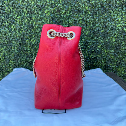 Gucci Red Soho Double Chain Medium Tote