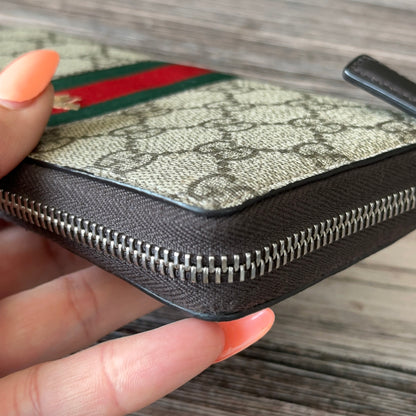 GUCCI Web GG Supreme Bee Zip Wallet
