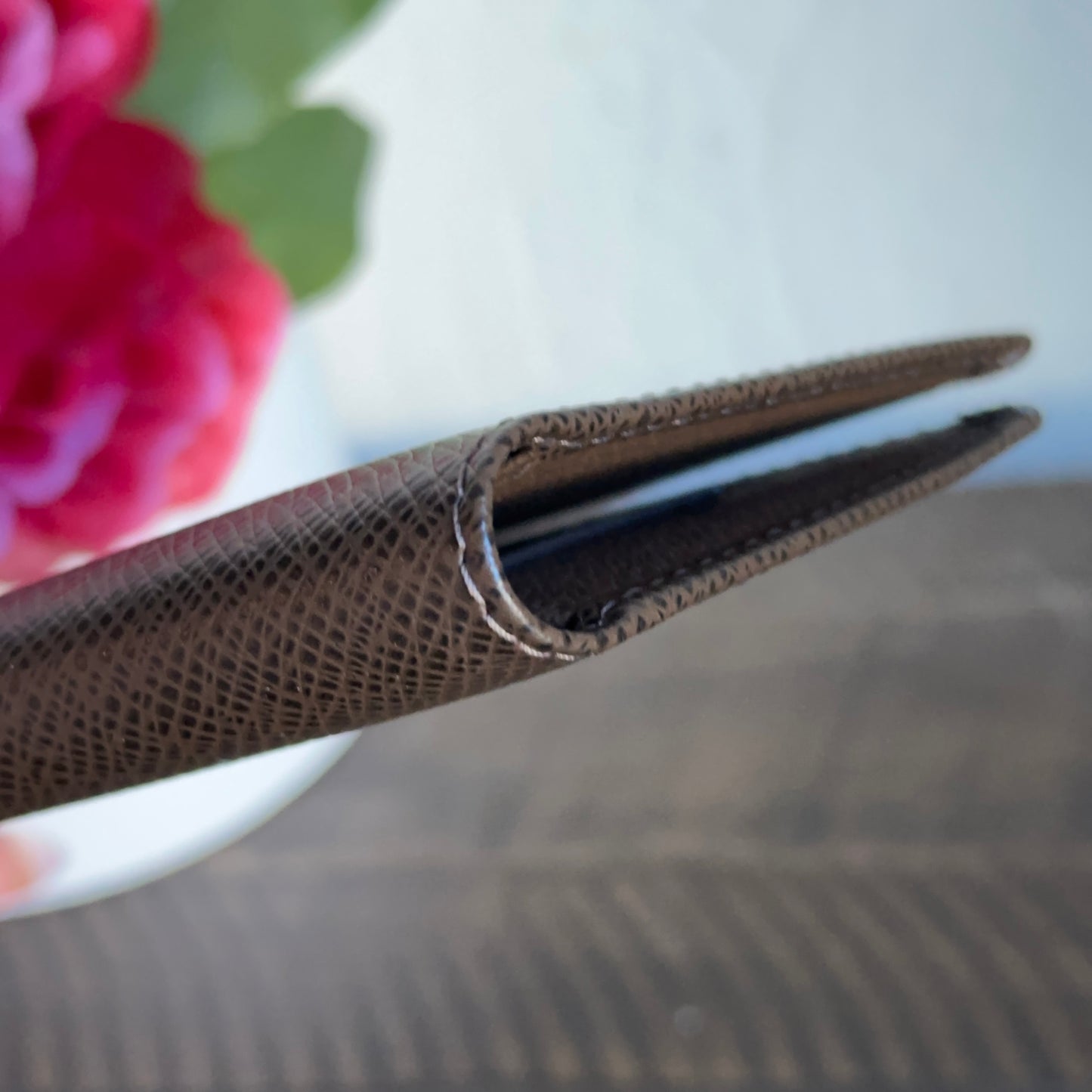 Louis Vuitton Taiga Dark Brown Leather Checkbook Cover