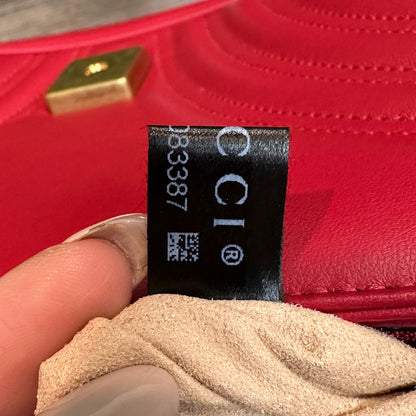Gucci Red Marmont Shoulder Bag Small