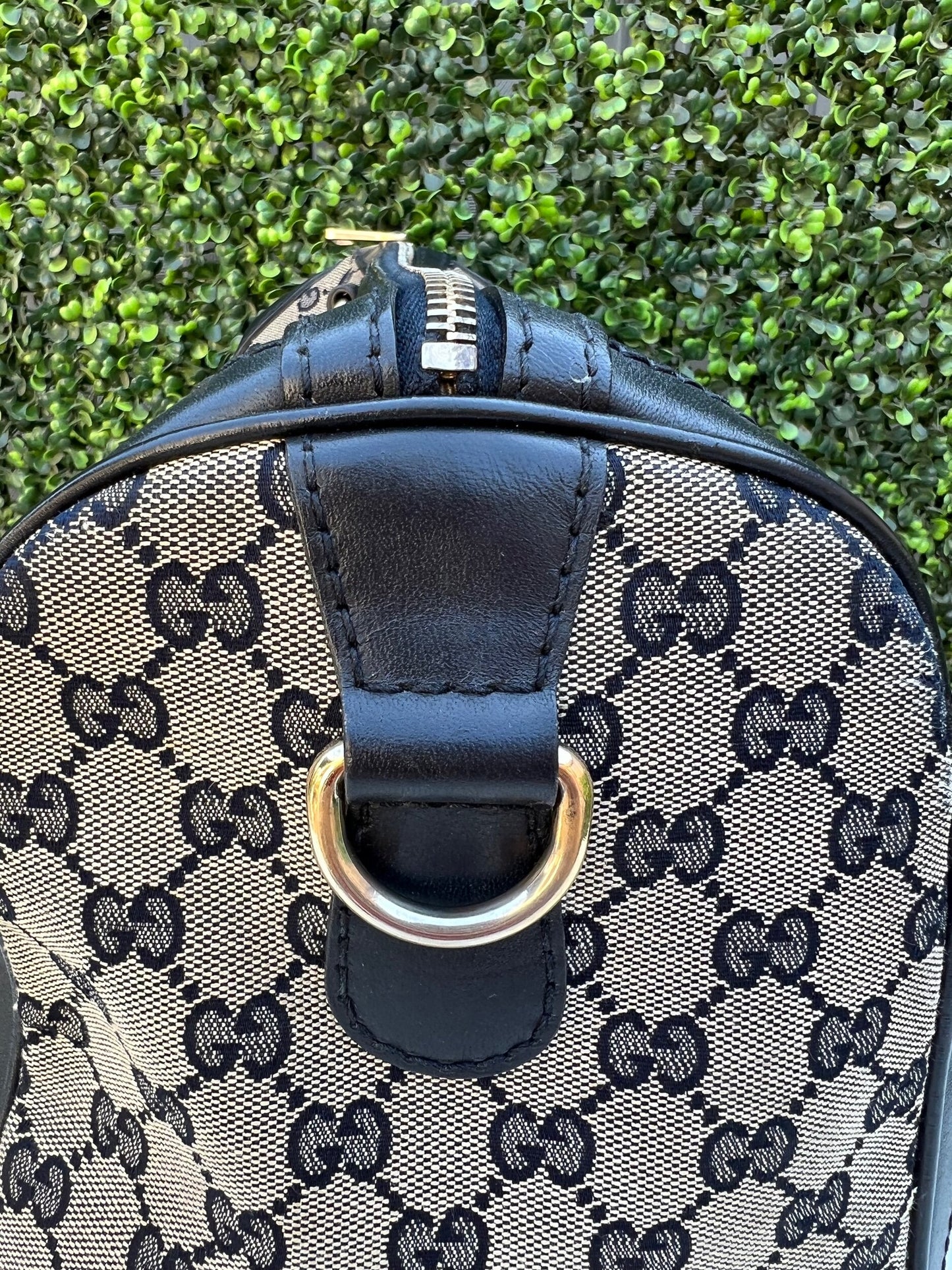 Authentic Preowned Gucci Boston Crossbody Bag with Vintage Web Navy Blue
