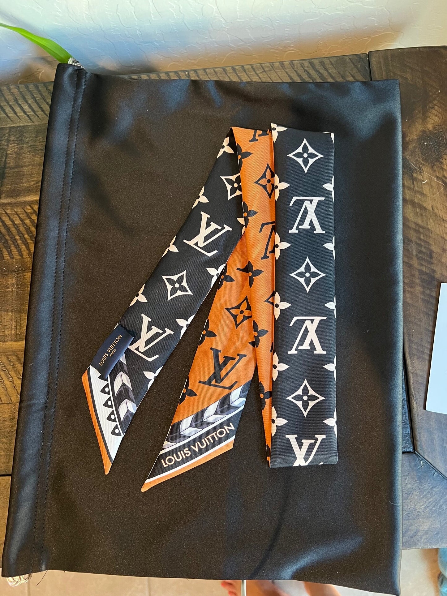 Silk Monogram LV Crafty Bi Color BB Bandeau Caramel Black