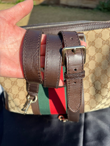 GG Vintage Web Medium Boston Dark Brown w/Strap