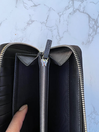 GG Web Zip Around Organizer Wallet Ssima Leather Black