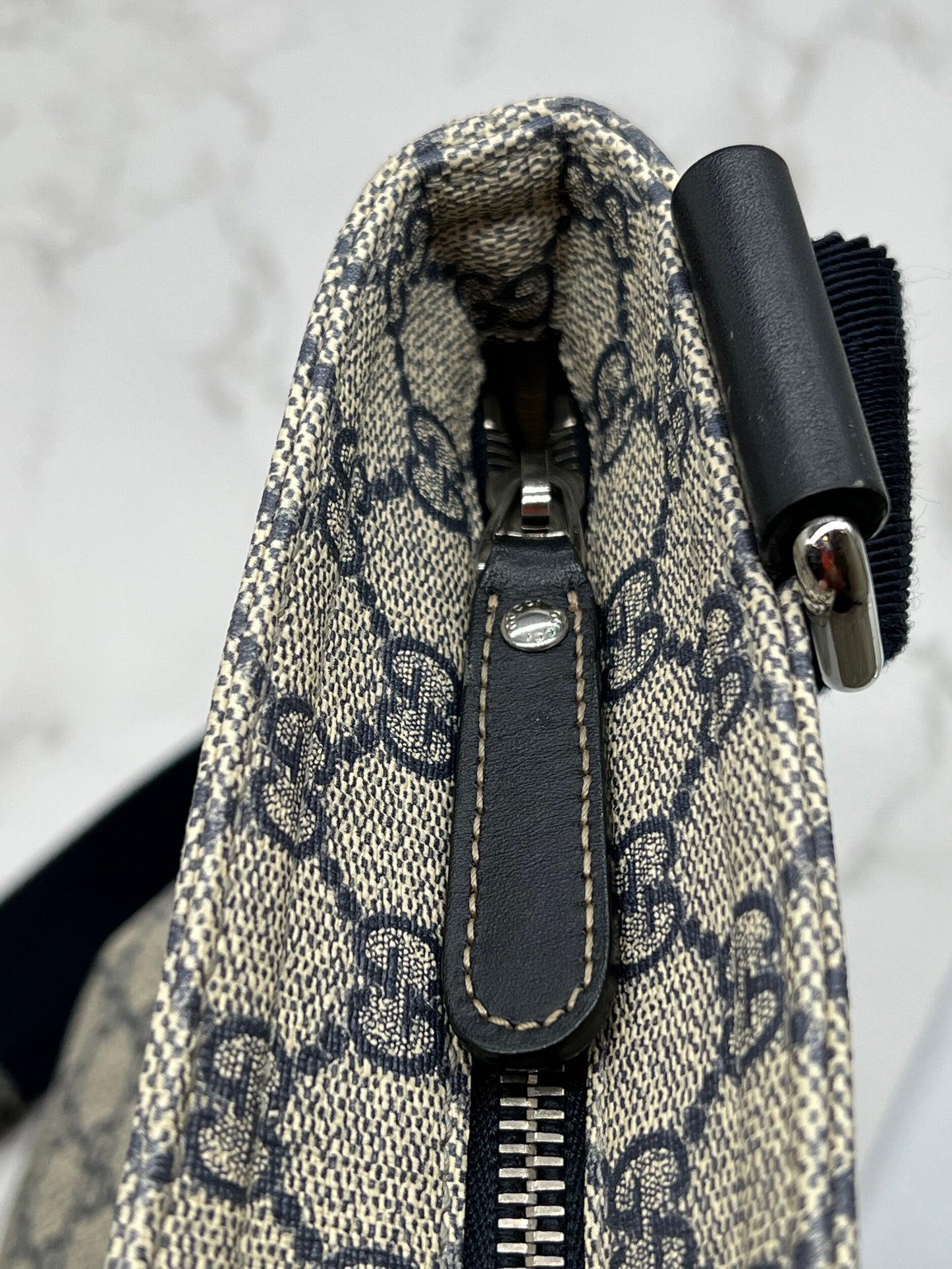 Gucci Blue/Grey GG Coated Canvas Messenger Bag