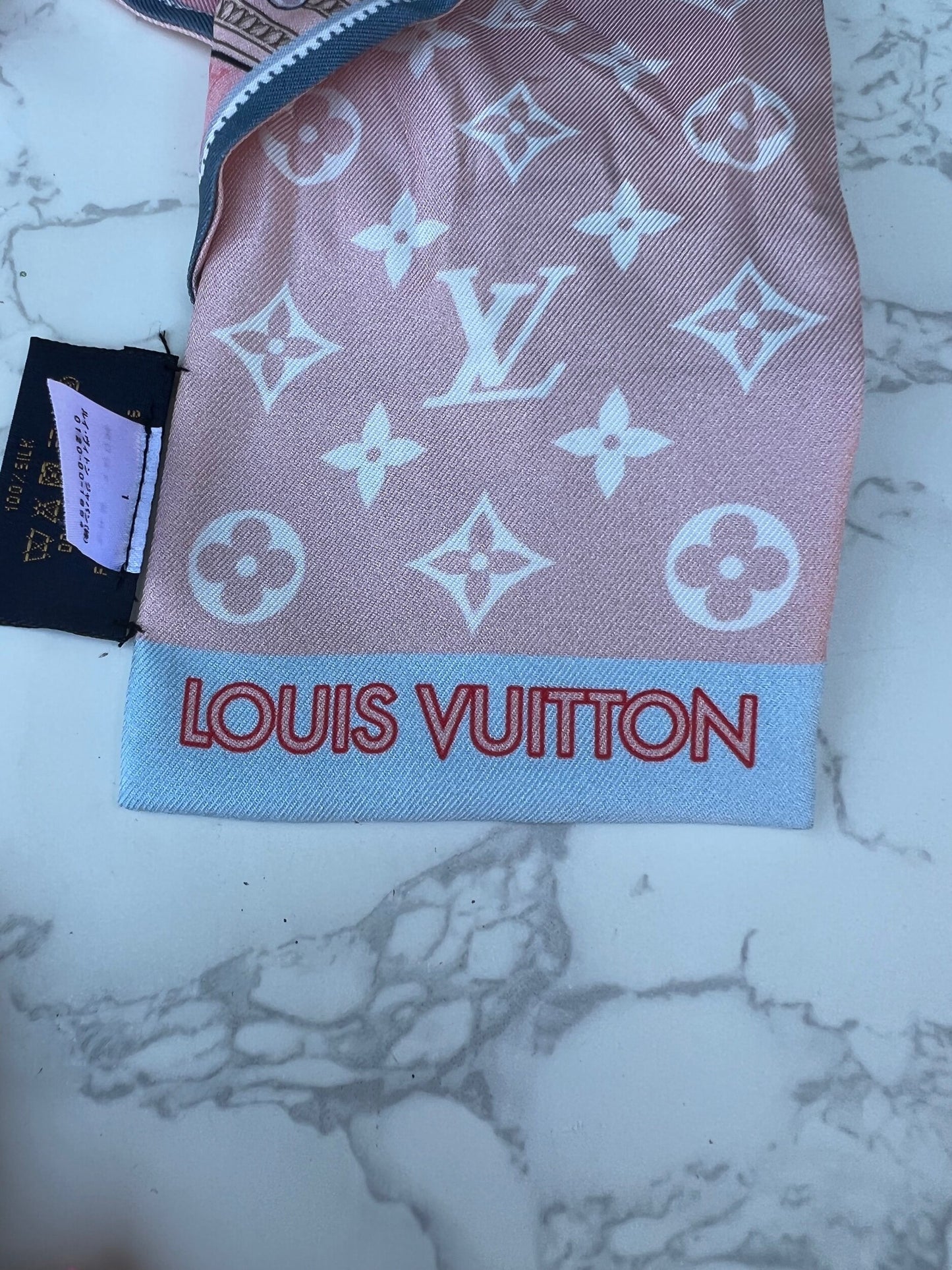 Lock It Silk Monogram Pattern Bandeau Bleu Glacier