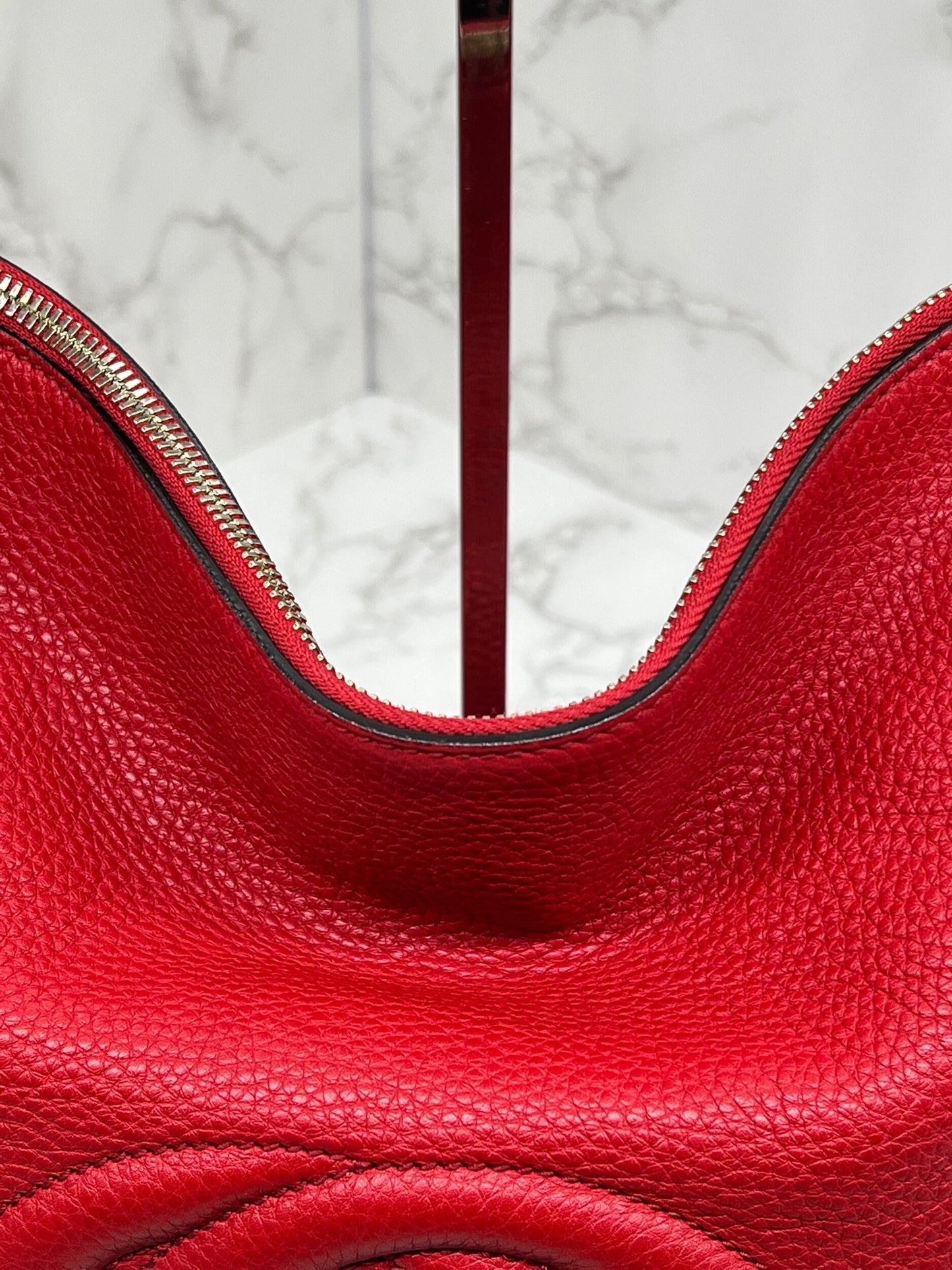 Gucci Pebbled Leather Soho Hobo Bag Red