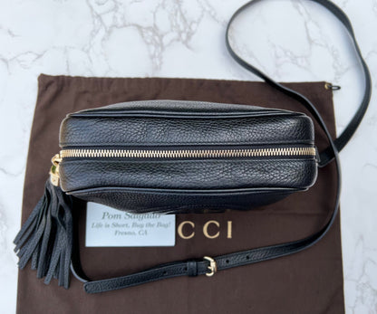 Soho Disco Pebbled Leather Crossbody Bag in Black