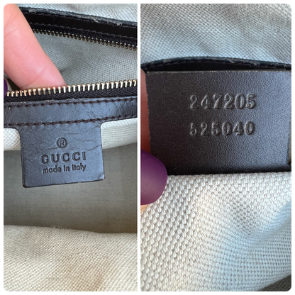 GG Vintage Web Medium Boston Bag Dark Brown