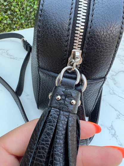 GG Black Pebbled Leather Studded Soho Disco Bag