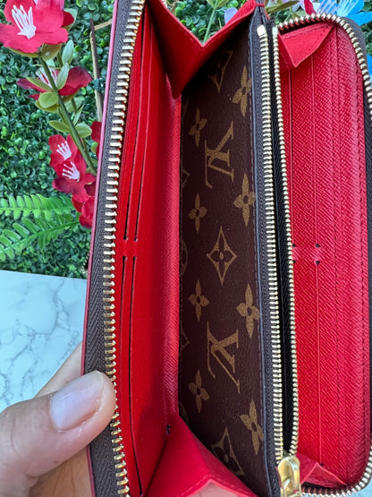 Authentic LV Clemence Blooming Flower Monogram Wallet Poppy Red