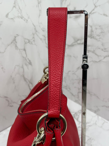 Gucci Pebbled Leather Soho Hobo Bag Red