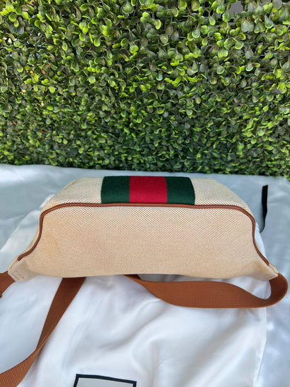 Web Beige Canvas Belt Bag