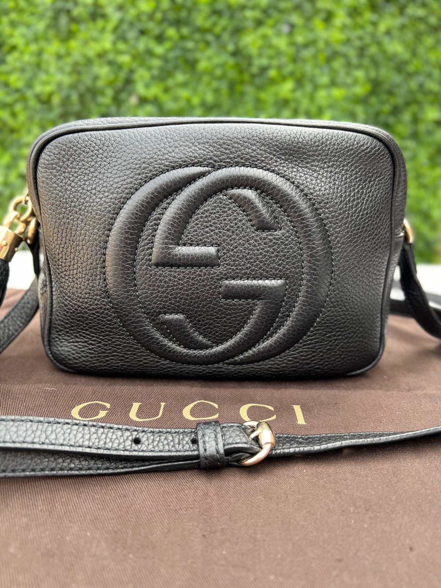 Soho Disco Pebbled Leather Crossbody Bag in Black