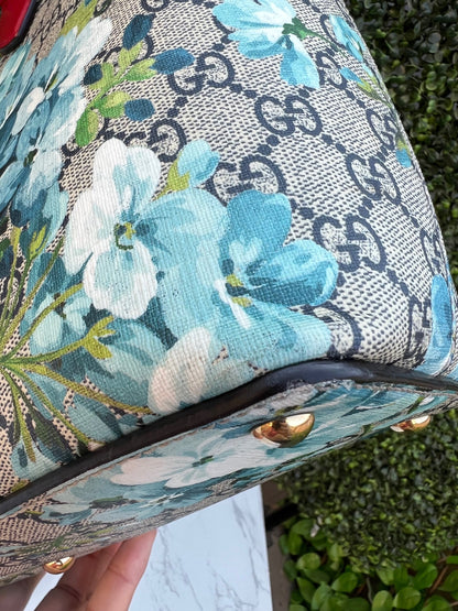Authentic Preowned Gucci GG Supreme Coated Canvas Multicolor Blue Blooms Tote Bag
