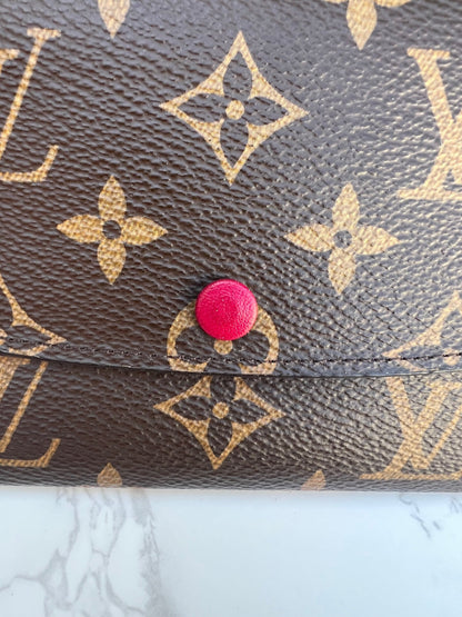 Emilie Monogram Wallet in Fuchsia