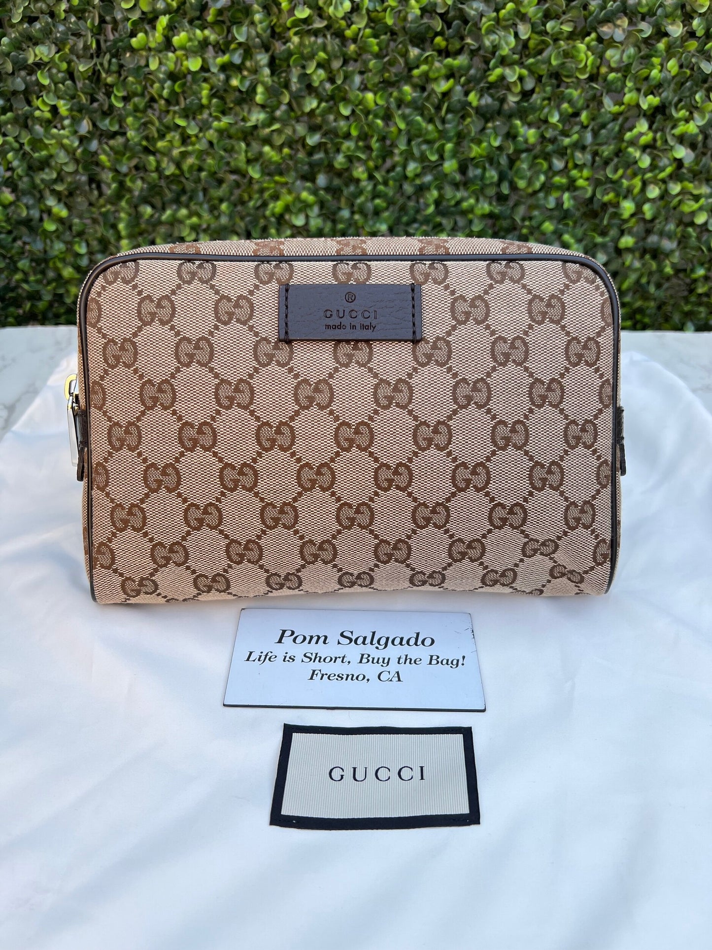 Authentic Preowned Gucci Canvas Monogram Belt Bag Dark Brown