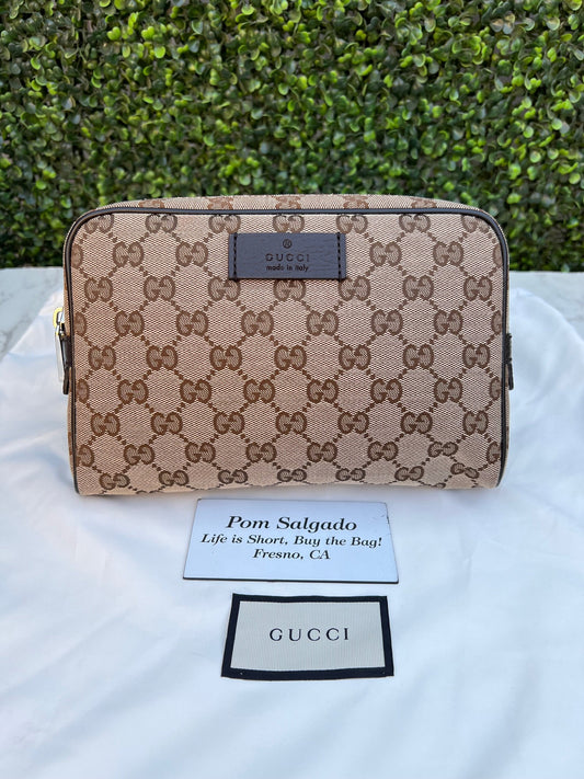 Authentic Preowned Gucci Canvas Monogram Belt Bag Dark Brown
