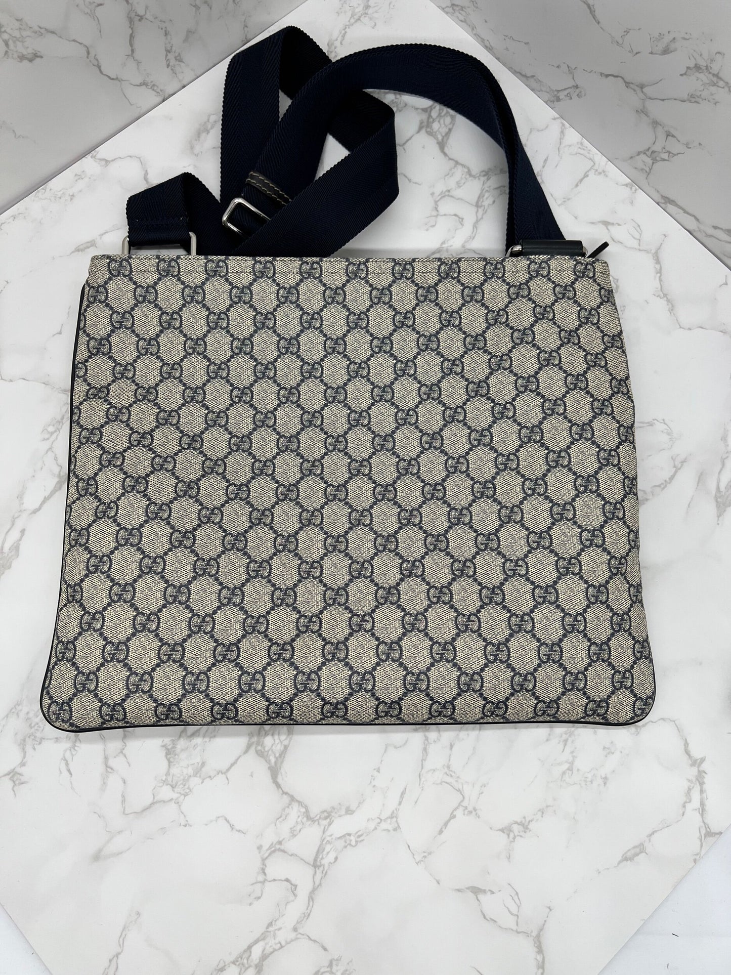 Gucci Blue/Grey GG Coated Canvas Messenger Bag