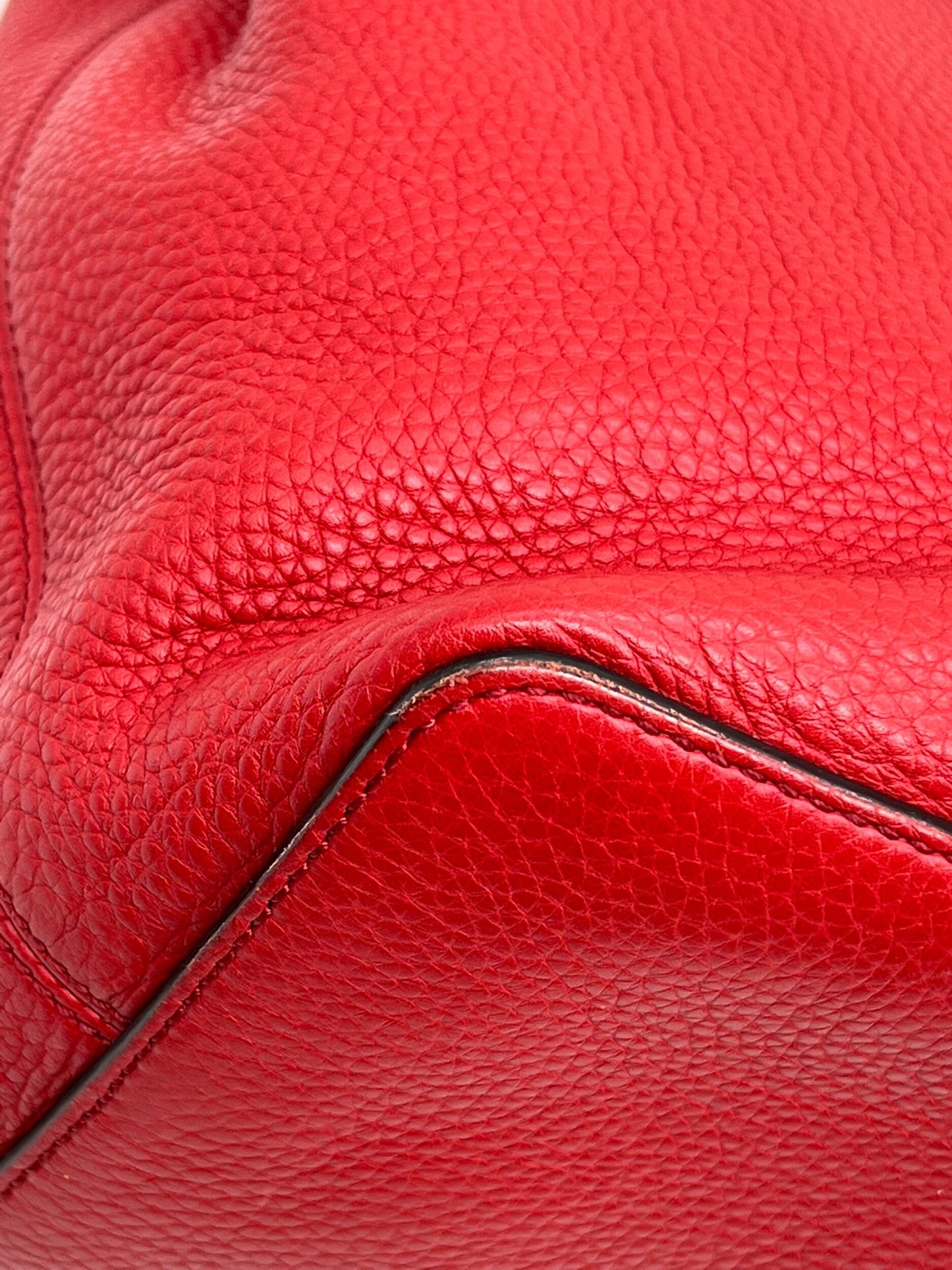 Gucci Pebbled Leather Soho Hobo Bag Red