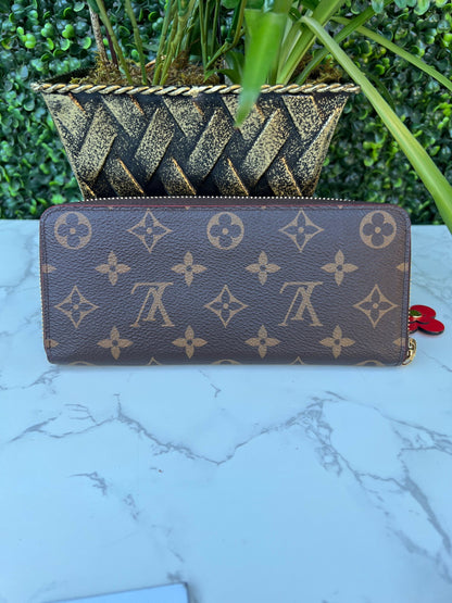 Authentic LV Clemence Blooming Flower Monogram Wallet Poppy Red