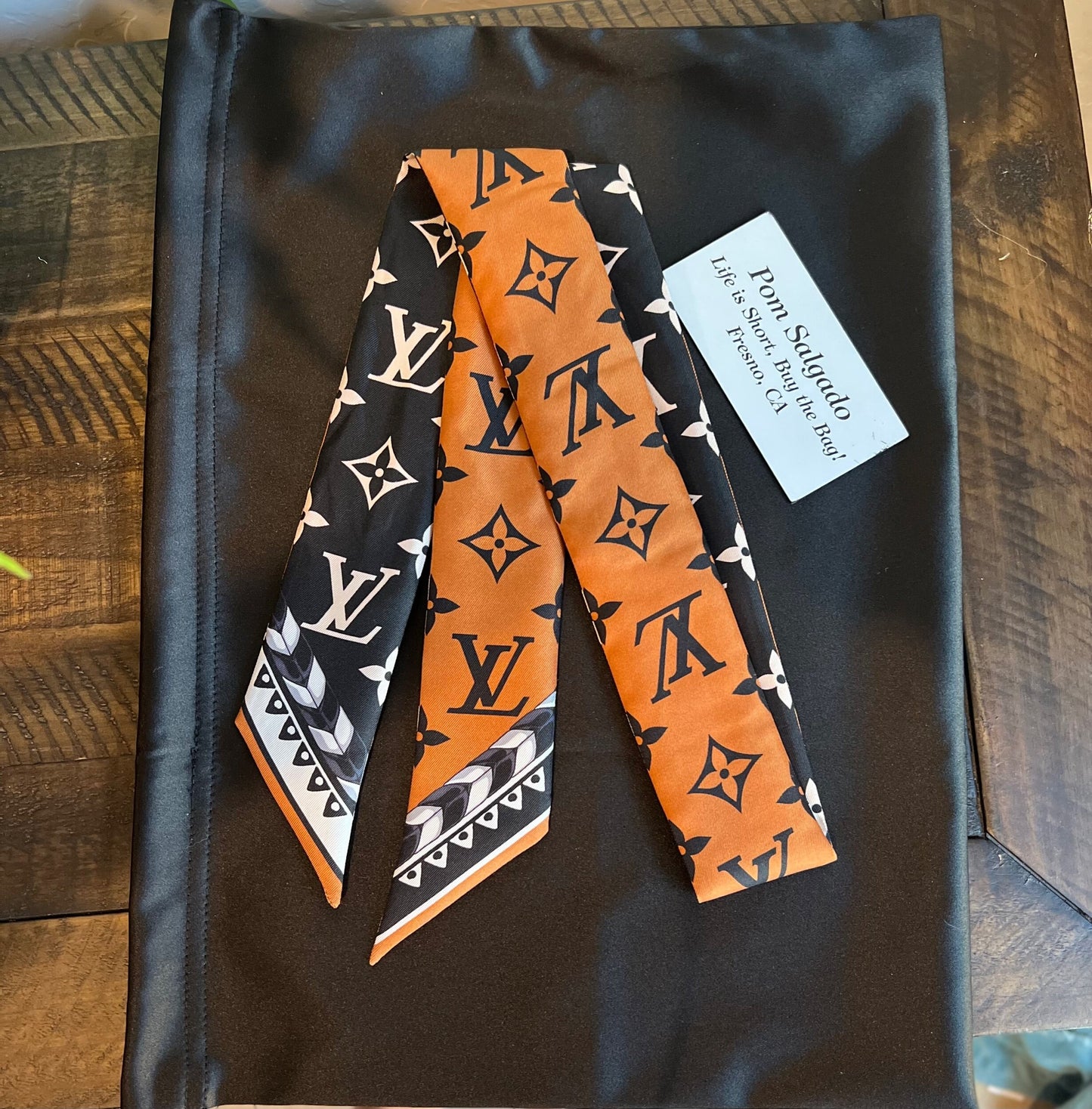 Silk Monogram LV Crafty Bi Color BB Bandeau Caramel Black