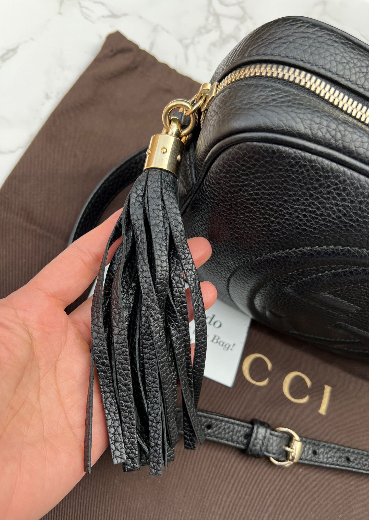 Soho Disco Pebbled Leather Crossbody Bag in Black