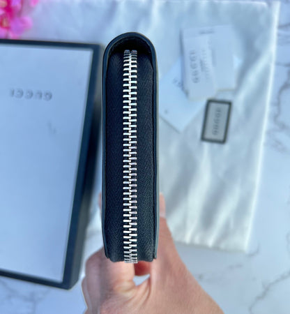 GG Web Zip Around Wallet Leather Black