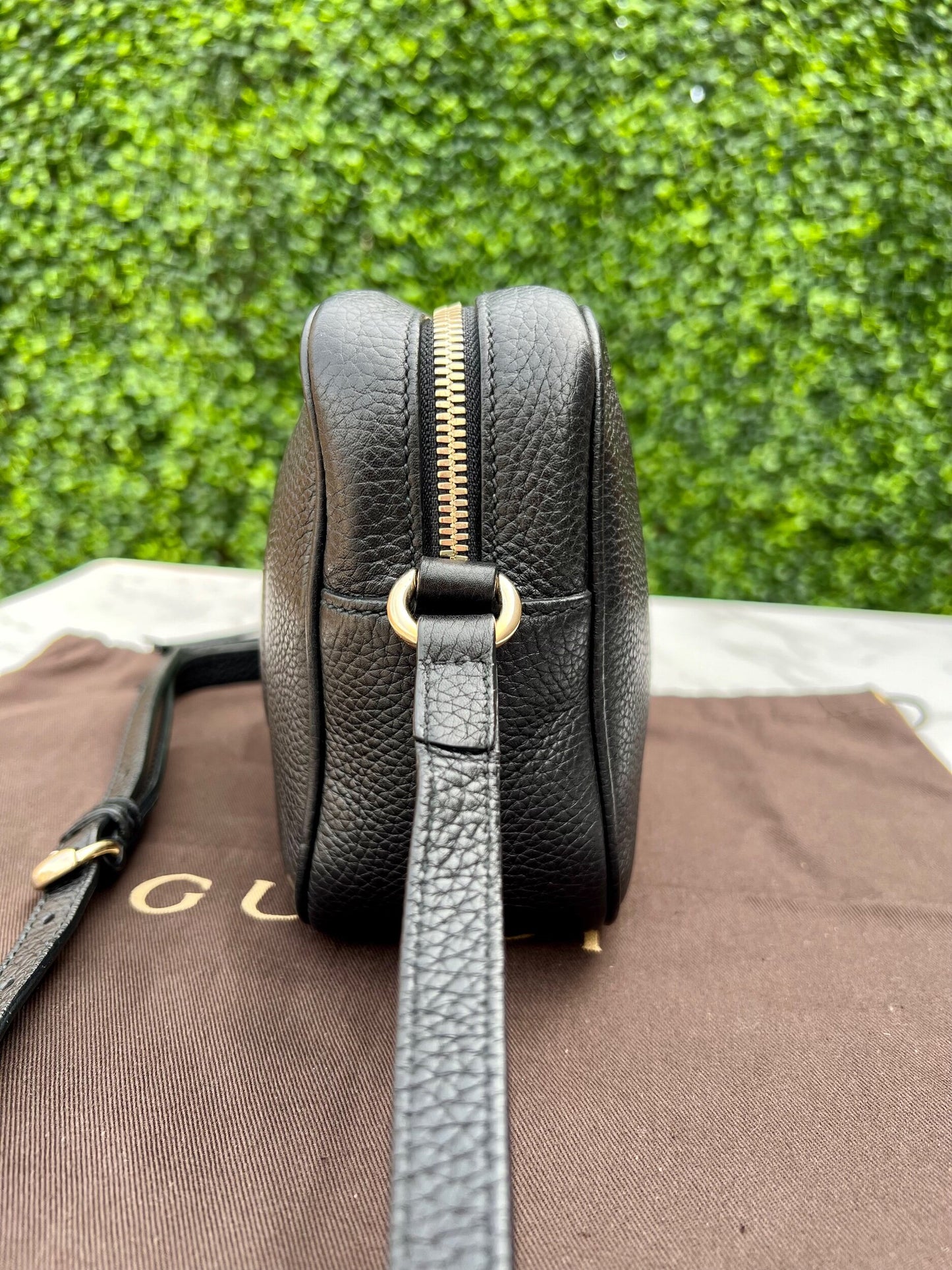 Soho Disco Pebbled Leather Crossbody Bag in Black