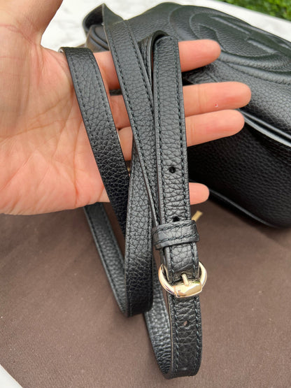 Soho Disco Pebbled Leather Crossbody Bag in Black